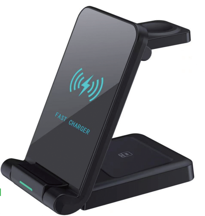 OEM Qi 15w Foldable Desk Multifunction Wireless Charger Stand Folding Wireless Charging Stand 3 in 1 Wireless Charger Station